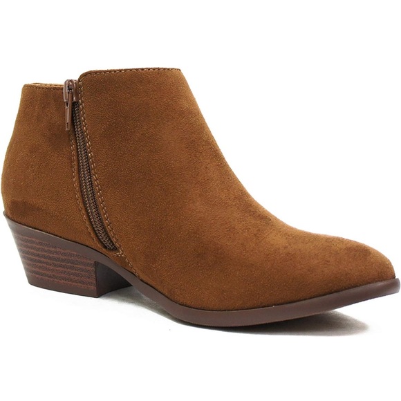 Soda Women's Mug Round Toe Faux Suede Stacked Heel Western Ankle Bootie - Picture 10 of 12